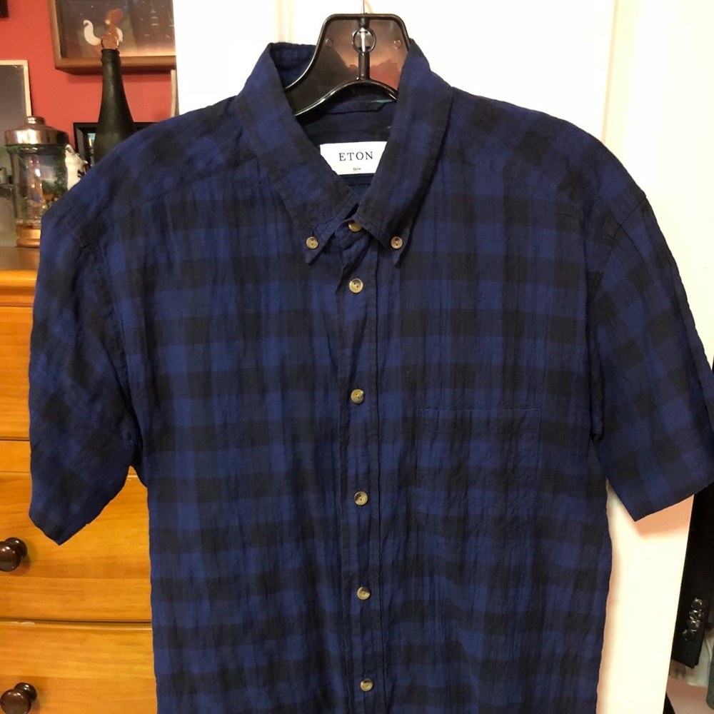 Eton (L Slim Fit) Button Down T Shirt